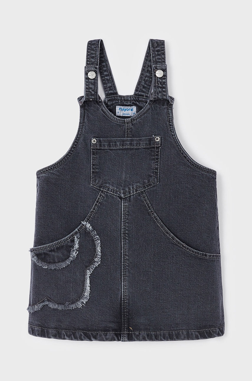 Mayoral rochie din denim pentru copii culoarea gri, mini, evazati