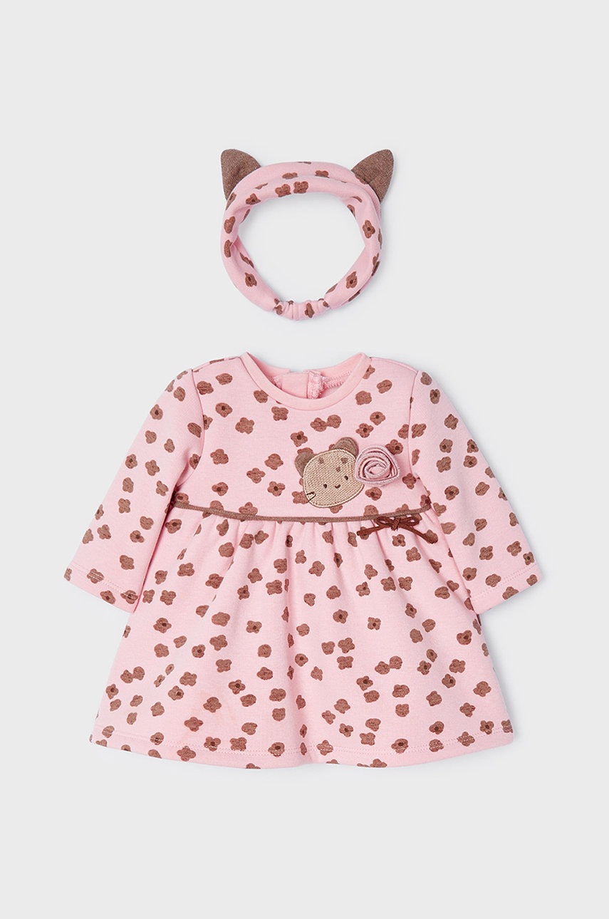 

Платье с повязкой Mayoral Newborn цвет розовый mini расклешённая