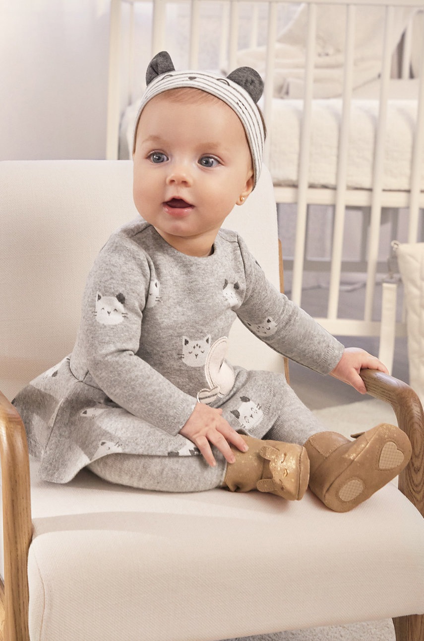 

Платье с повязкой Mayoral Newborn цвет серый mini расклешённая