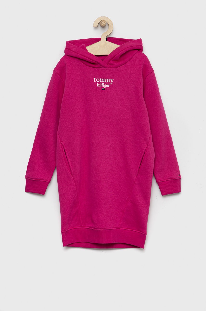 

Детское платье Tommy Hilfiger цвет розовый midi прямое