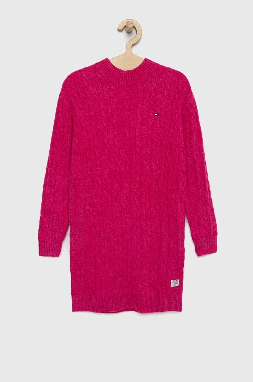 

Детское платье Tommy Hilfiger цвет розовый midi прямое