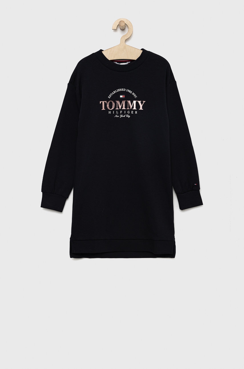 Детское платье Tommy Hilfiger цвет синий midi прямое Детское платье Tommy Hilfiger цвет синий midi прямое