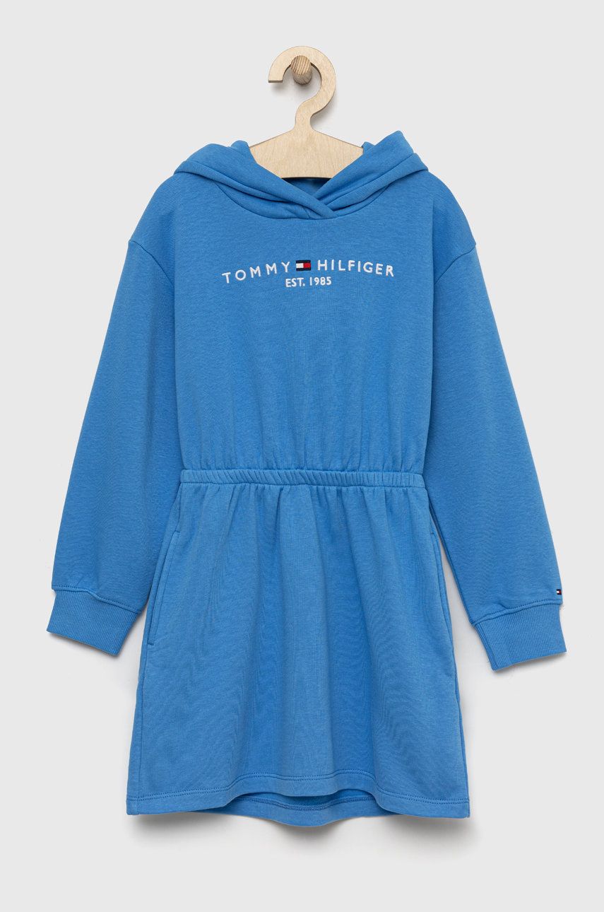 Dívčí šaty Tommy Hilfiger mini - modrá -  Hlavní materiál: 80% Bavlna