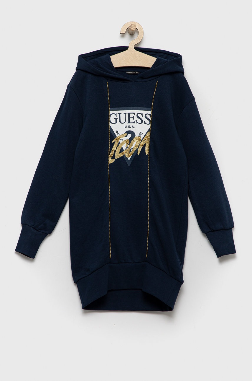 

Дитяча бавовняна сукня Guess колір синій mini пряма