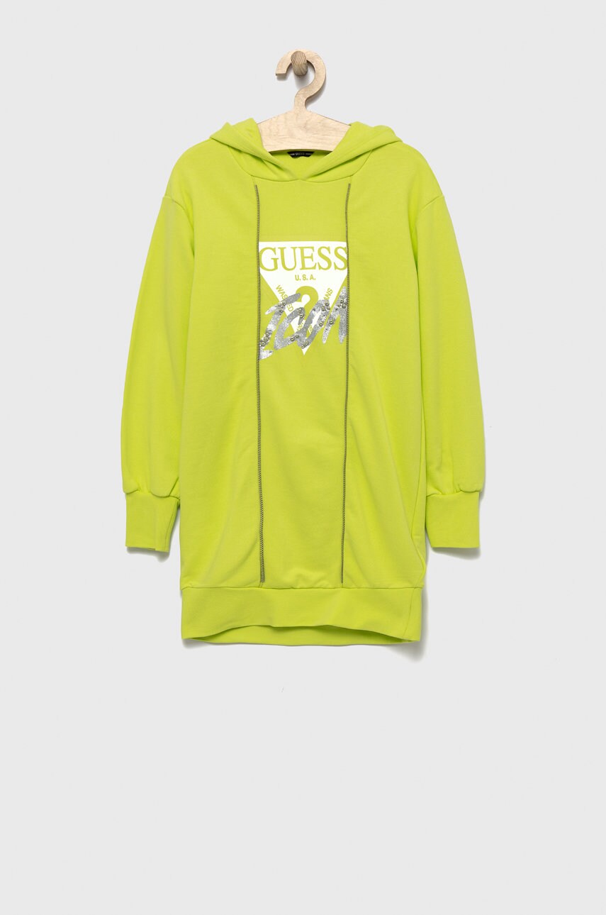 

Дитяча бавовняна сукня Guess колір зелений mini пряма