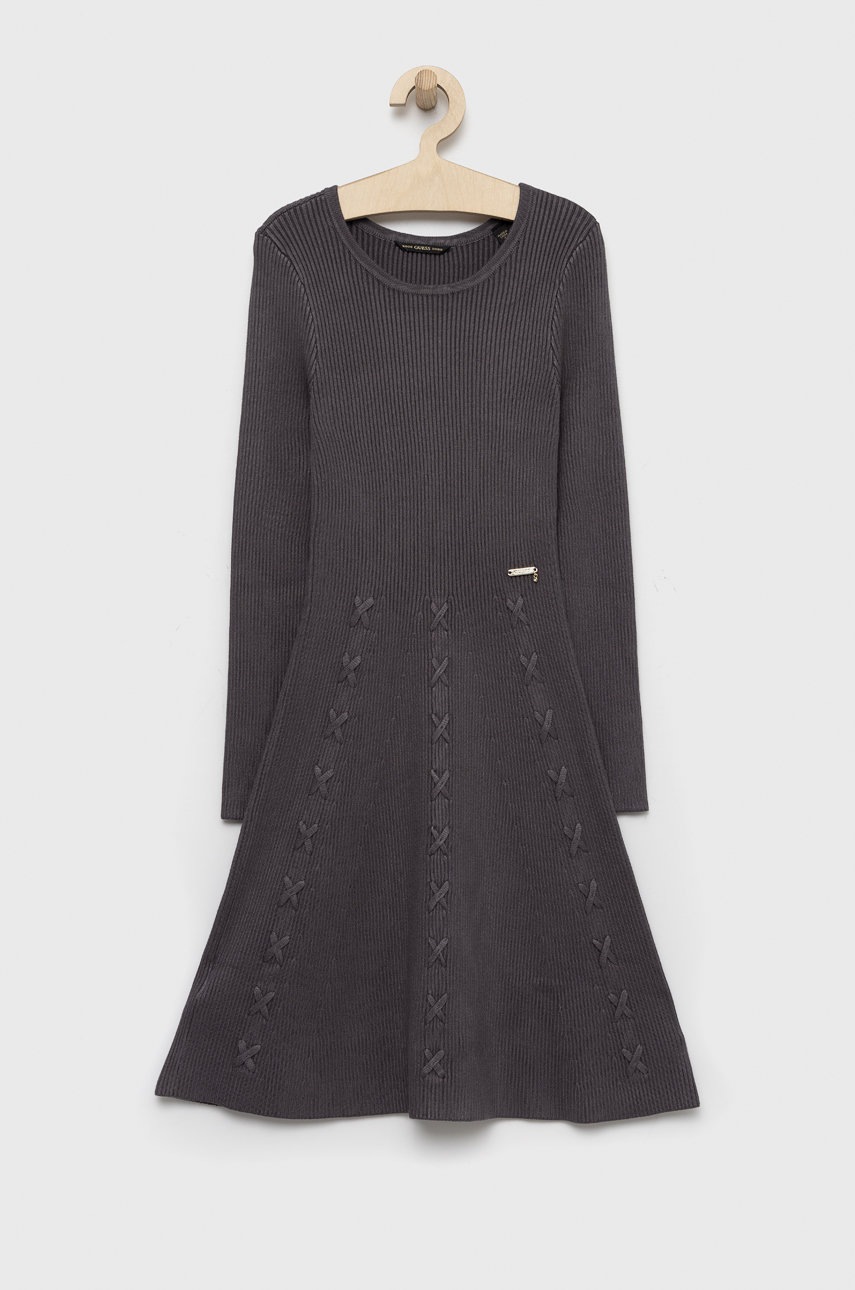 

Детска рокля Guess в черно къс модел разкроен модел, Сив