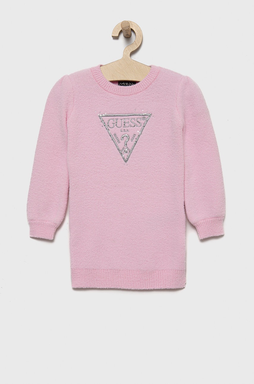 

Детское платье Guess цвет розовый midi прямое