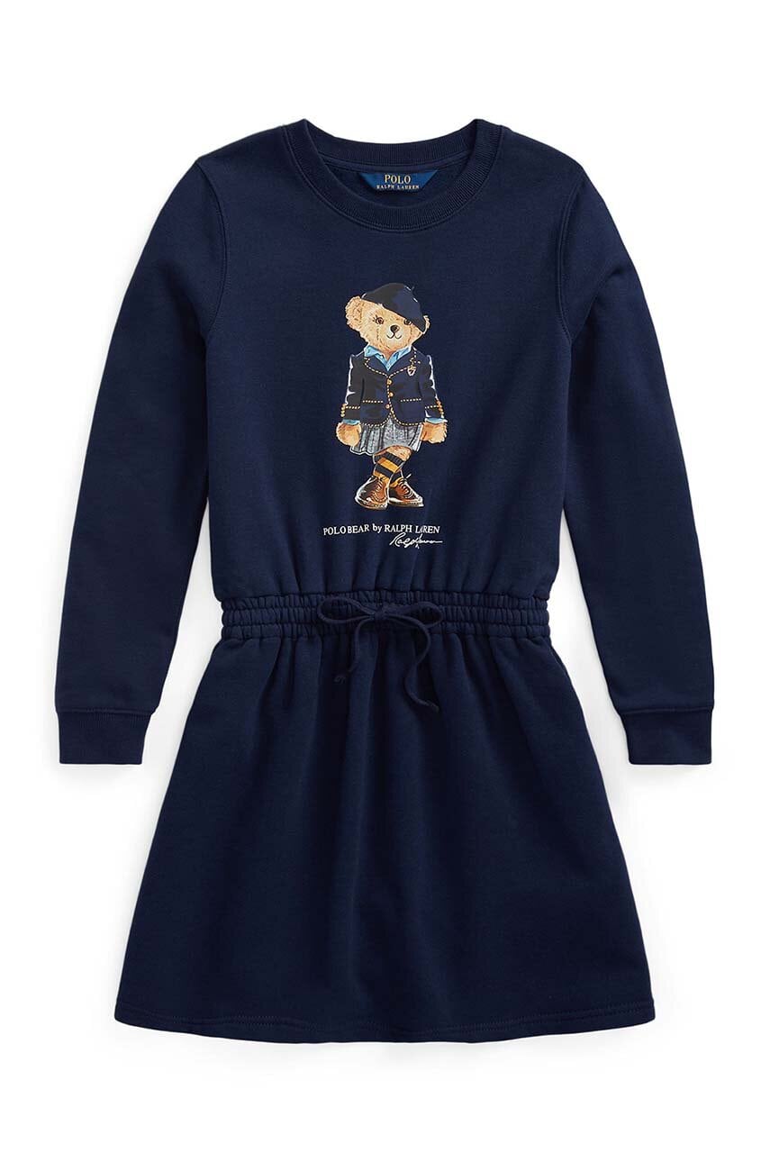 

Дитяча сукня Polo Ralph Lauren колір синій midi розкльошена