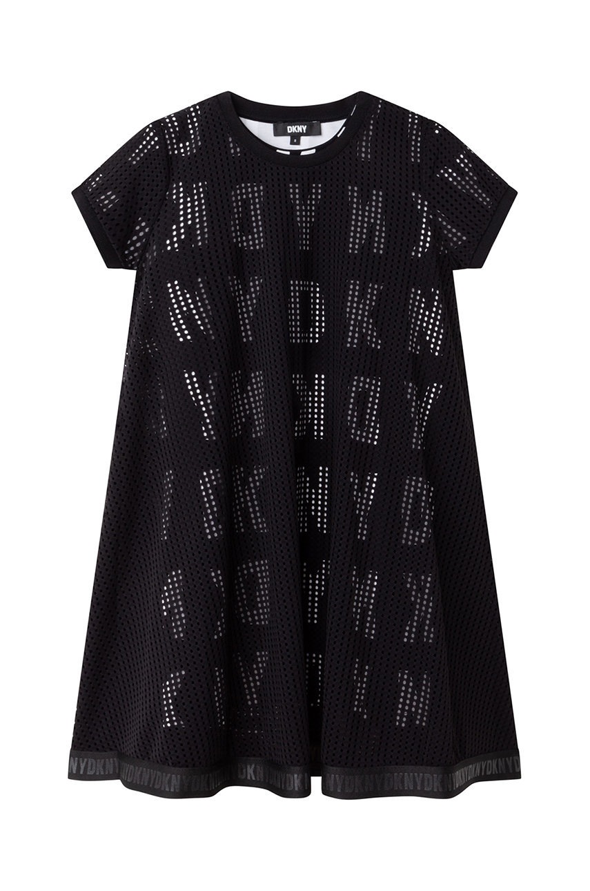 Детское платье Dkny цвет чёрный mini расклешённое Детское платье Dkny цвет чёрный mini расклешённое