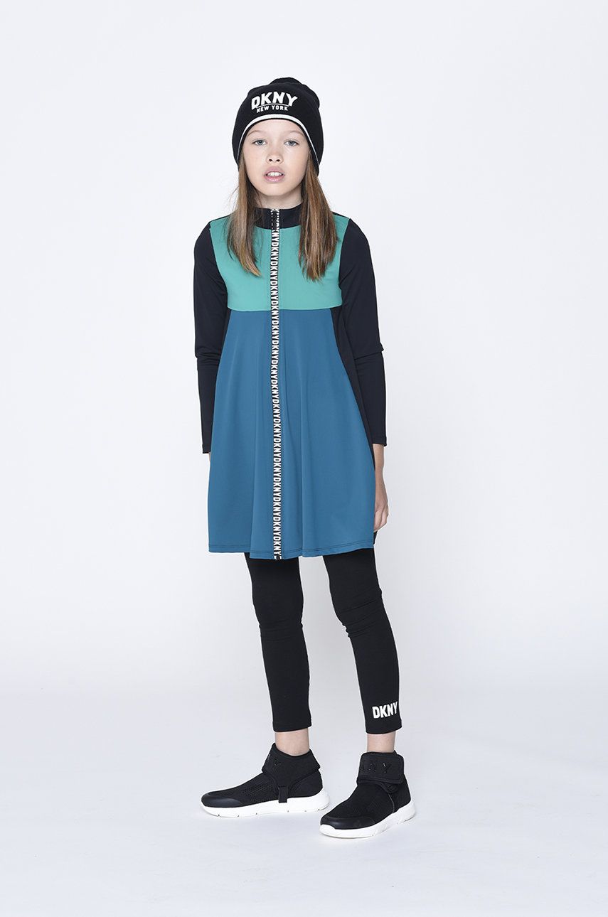 E-shop Dívčí šaty Dkny tyrkysová barva, mini