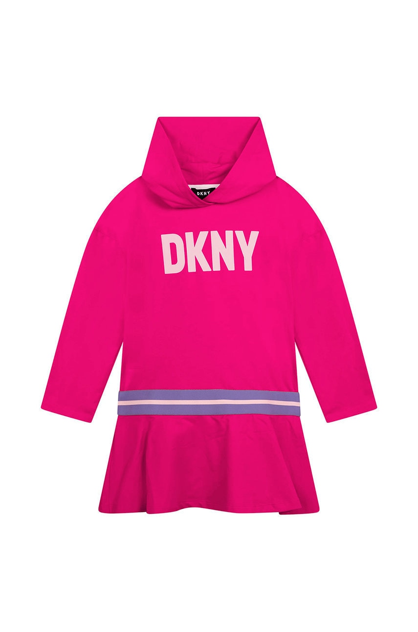 Дитяча сукня Dkny колір рожевий mini розкльошена Дитяча сукня Dkny колір рожевий mini розкльошена