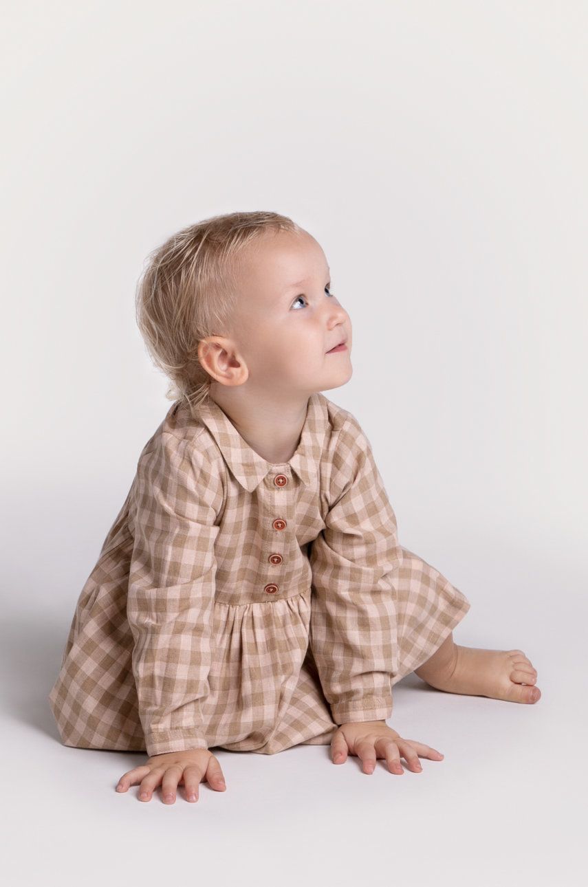 Coccodrillo rochie din bumbac pentru bebeluÈ™i culoarea bej, mini, evazati