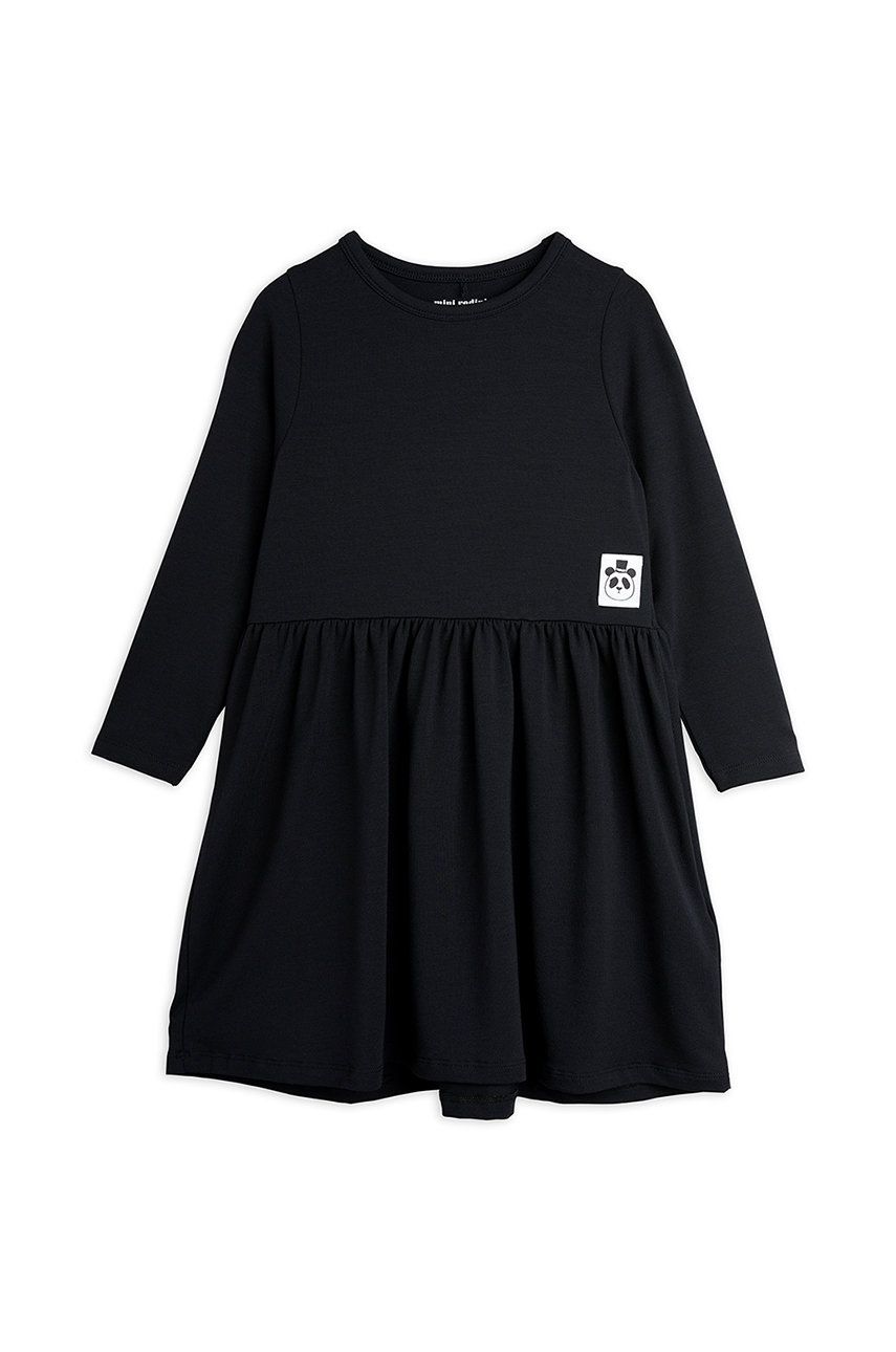 Dívčí šaty Mini Rodini černá barva, mini - černá -  95% Lyocell