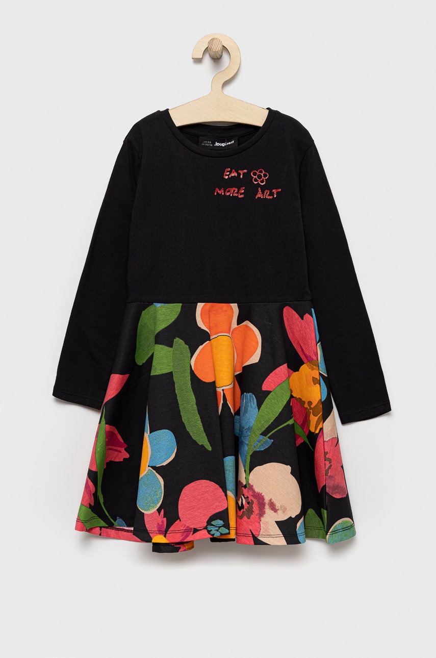 

Хлопковое детское платье Desigual цвет чёрный mini расклешённая