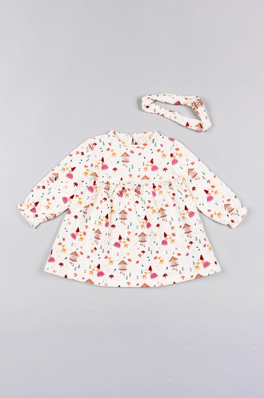 Zippy rochie fete culoarea bej, mini, evazati