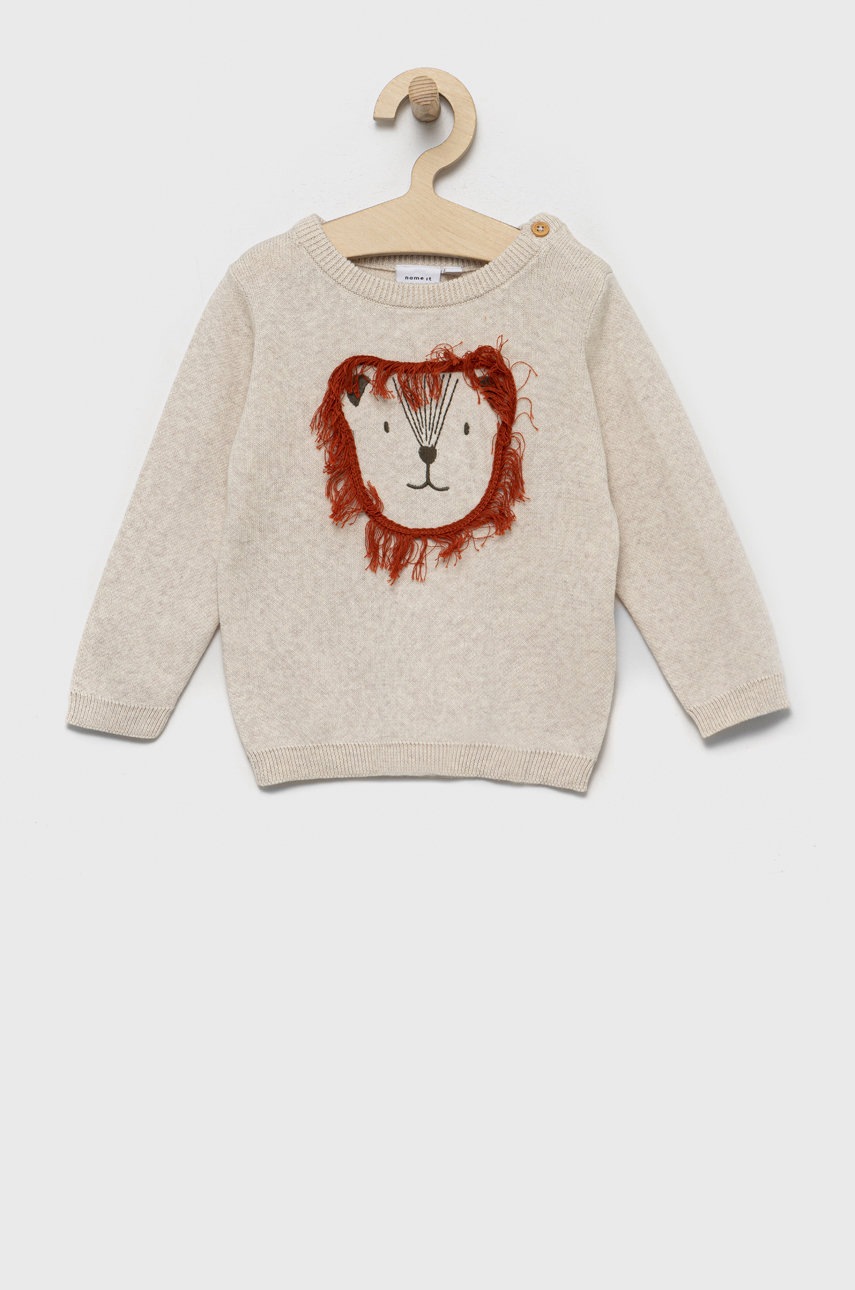 Детский хлопковый свитер Name it цвет бежевый лёгкий Детский хлопковый свитер Name it цвет бежевый лёгкий