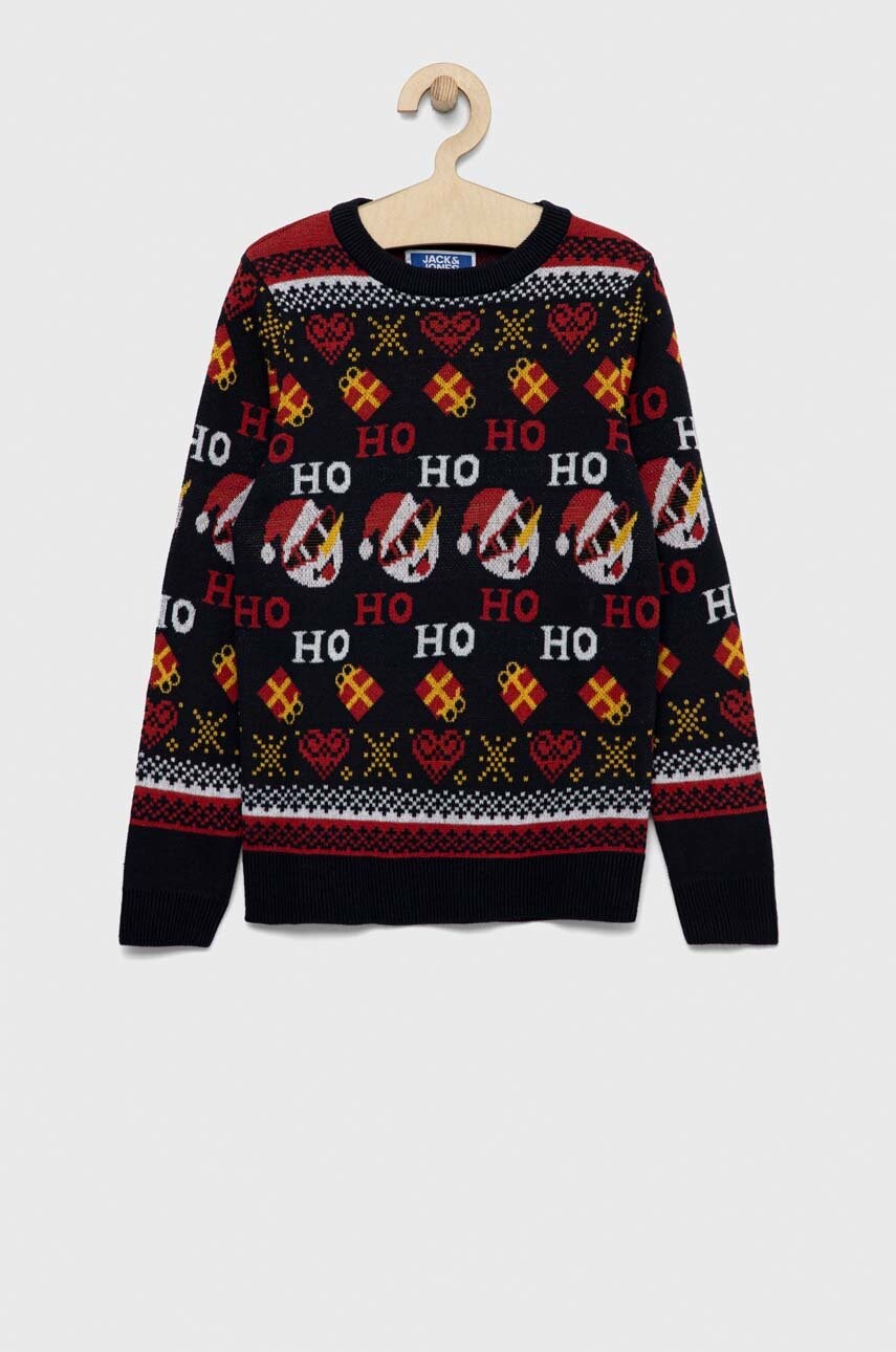 Jack & jones pulover de bumbac pentru copii culoarea albastru marin, light