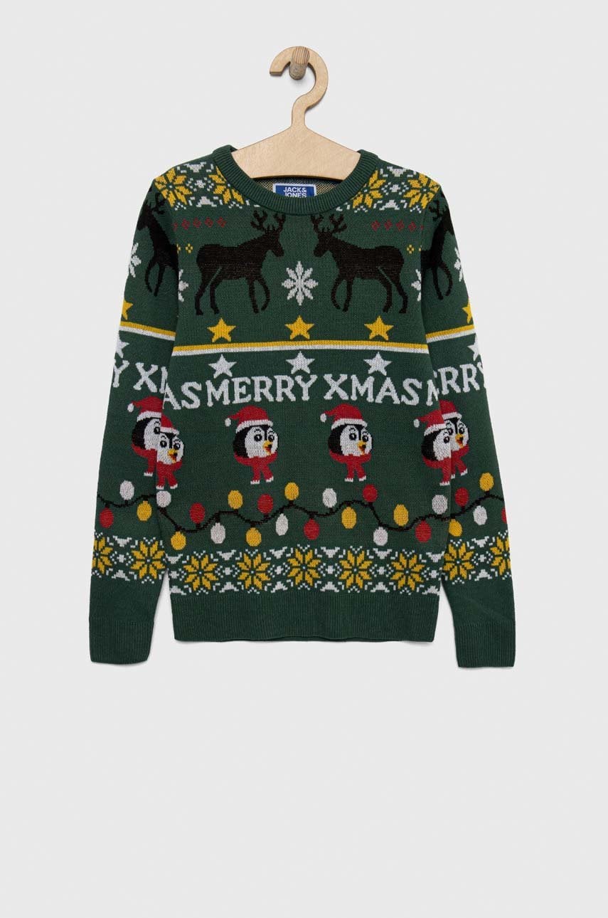 Jack & jones pulover de bumbac pentru copii culoarea verde, light