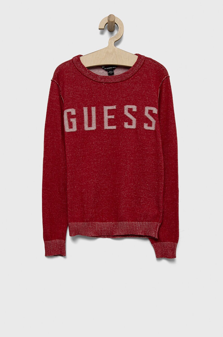

Дитячий бавовняний светер Guess колір червоний легкий