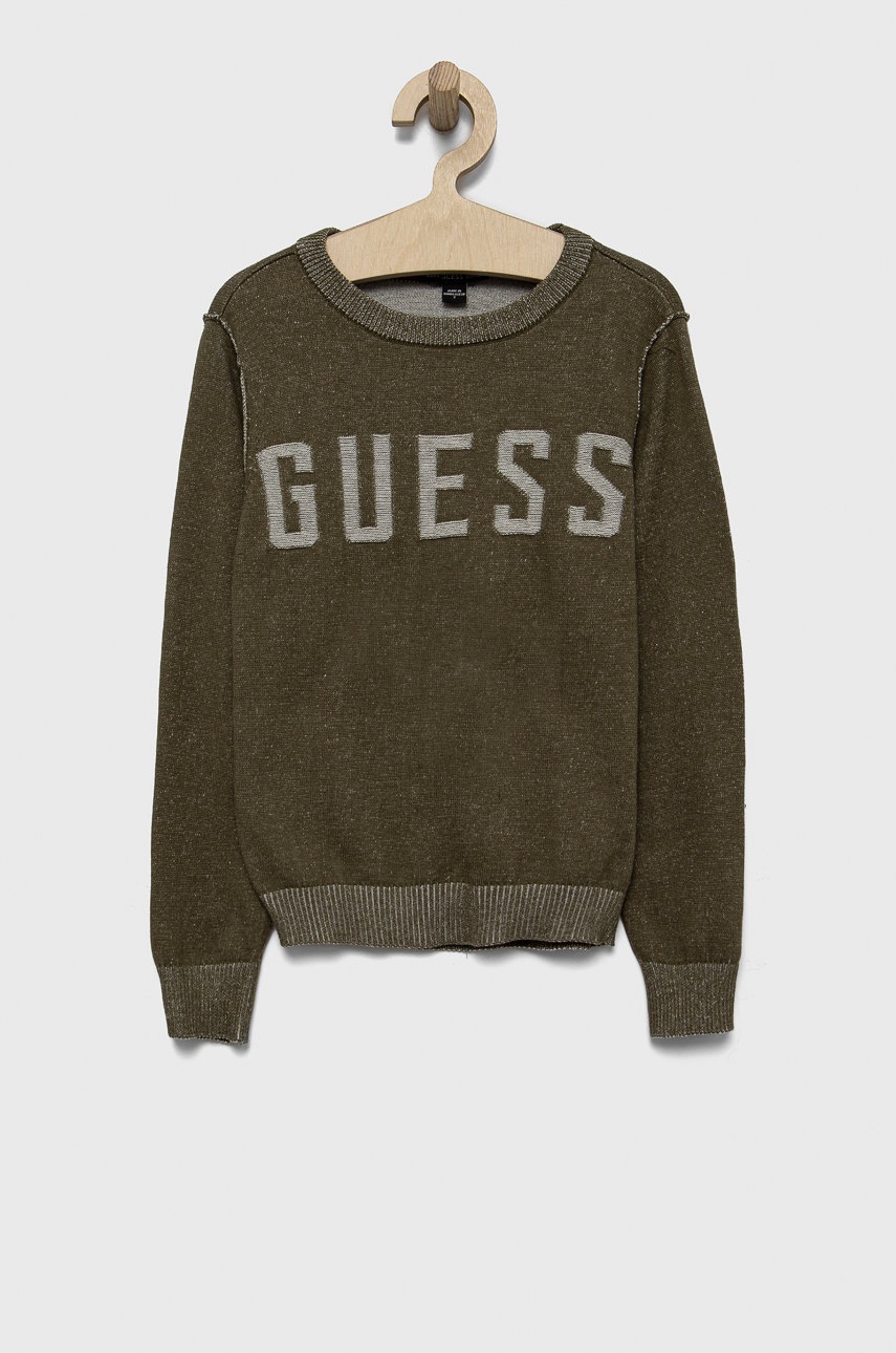 

Детский хлопковый свитер Guess цвет зелёный лёгкий