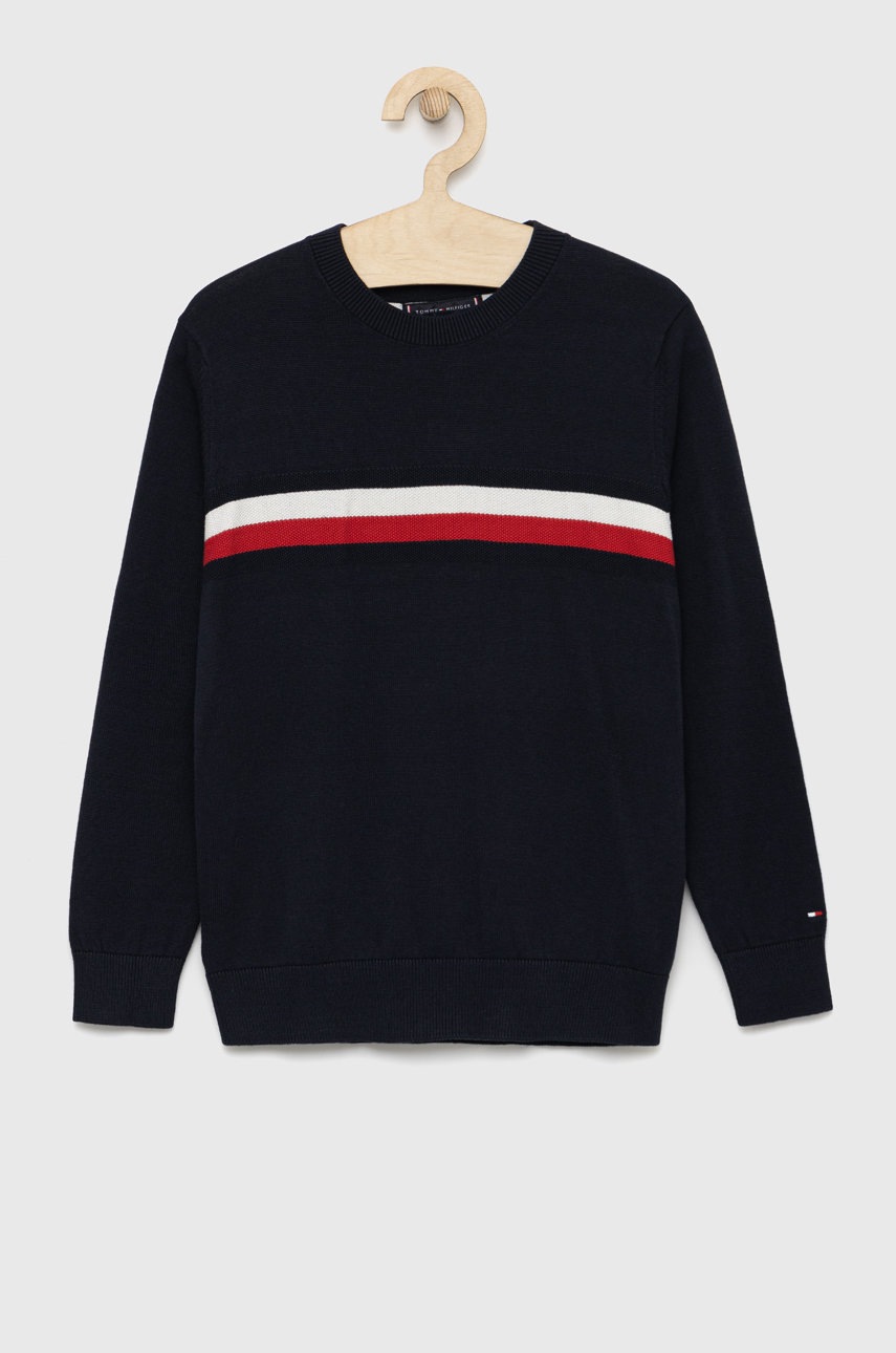 

Детский хлопковый свитер Tommy Hilfiger цвет синий лёгкий