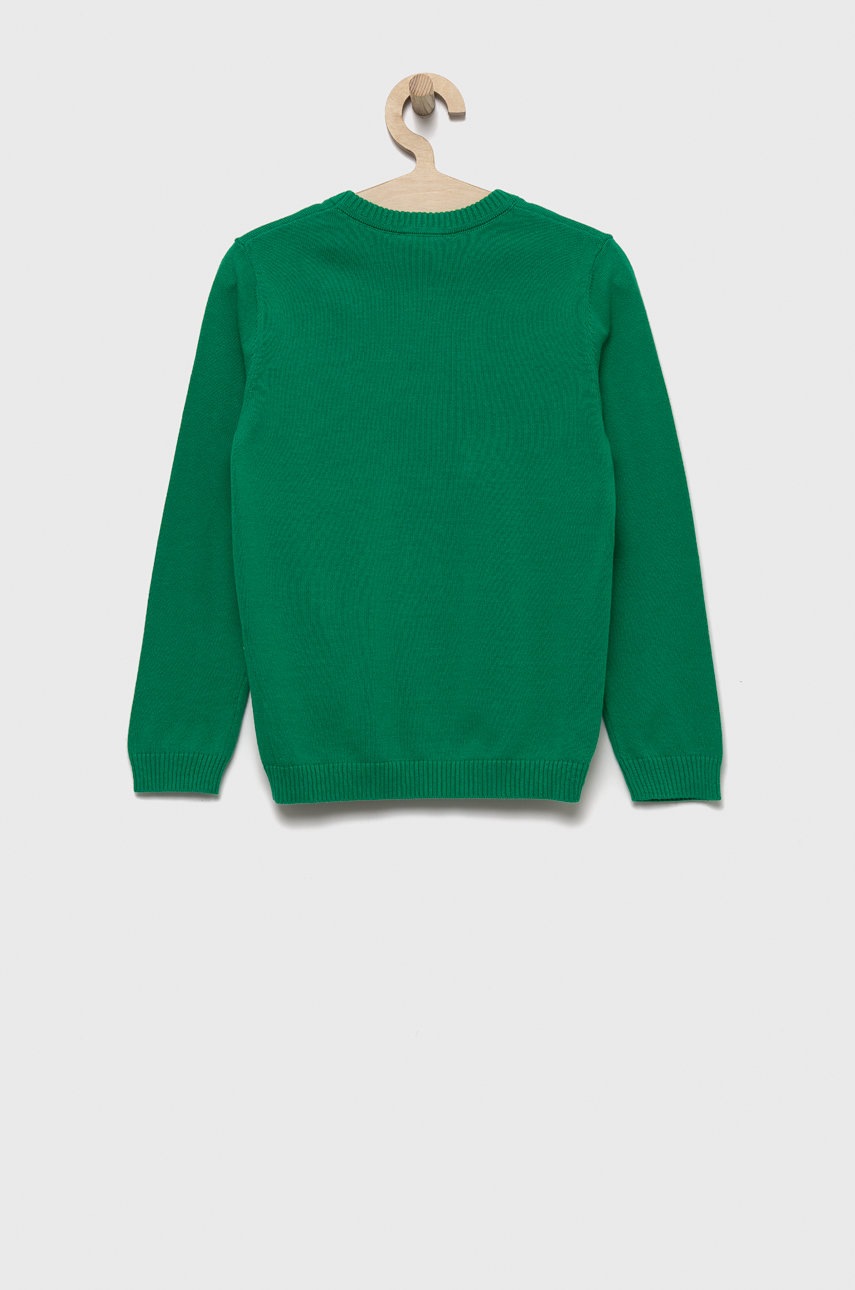 

Детский хлопковый свитер United Colors of Benetton цвет зелёный лёгкий