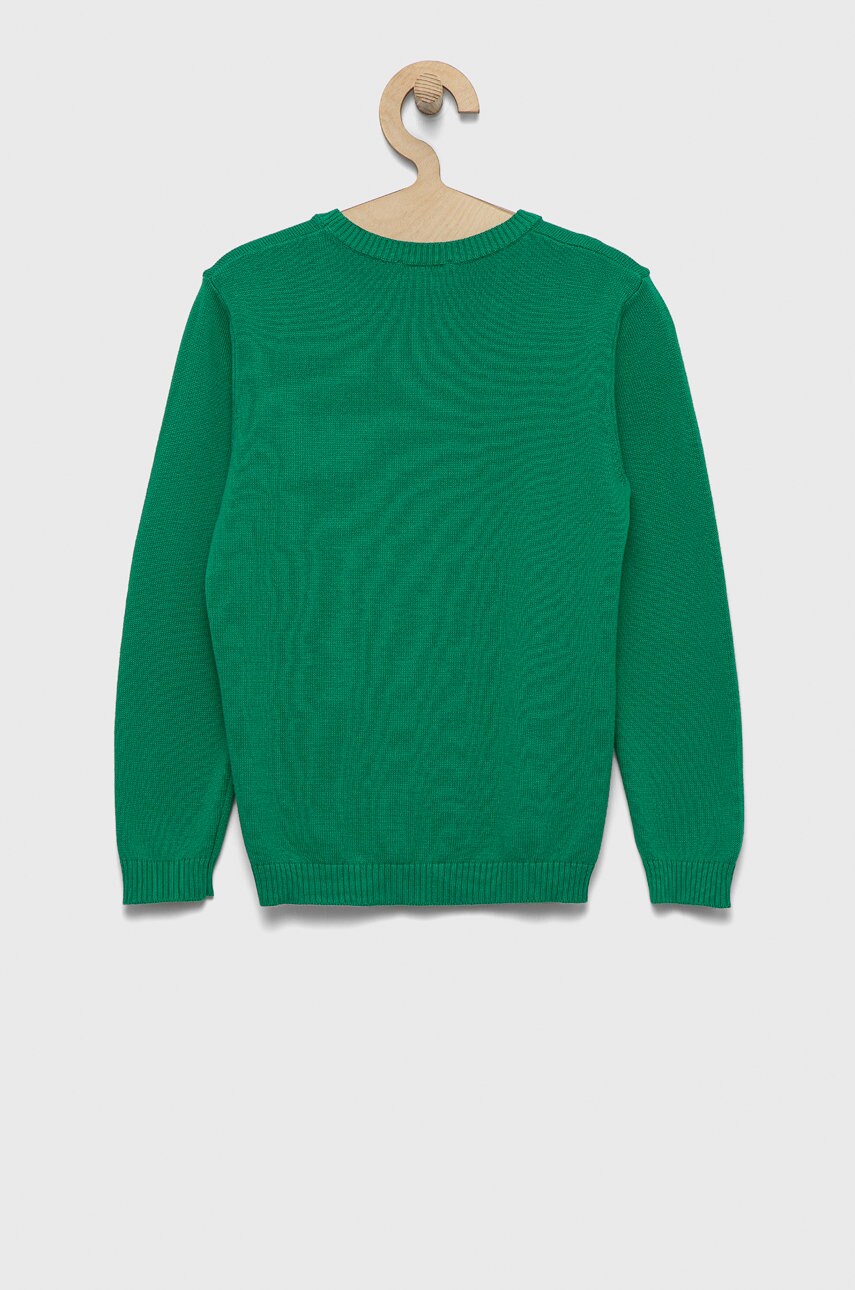 

Дитячий бавовняний светер United Colors of Benetton колір зелений легкий
