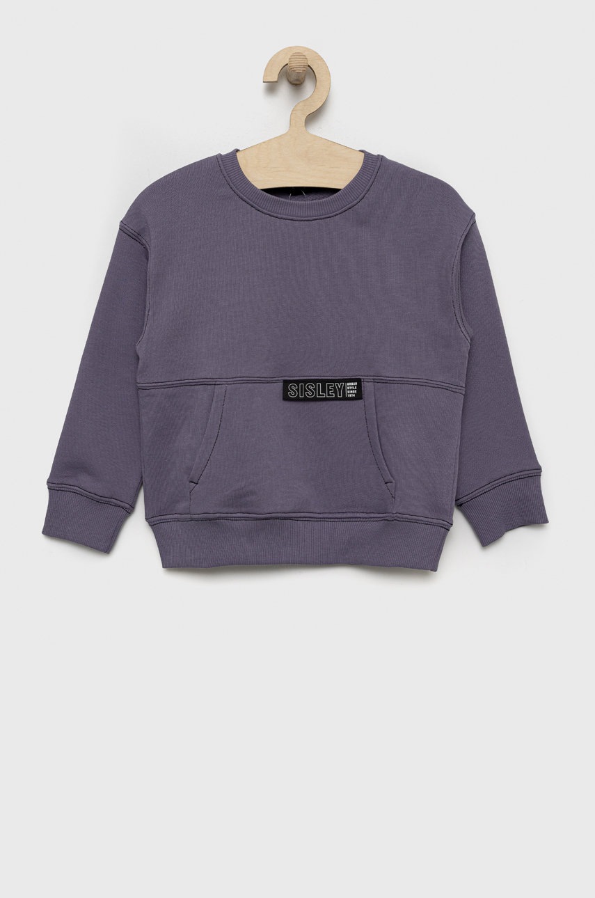 Детская хлопковая кофта Sisley цвет фиолетовый однотонная Детская хлопковая кофта Sisley цвет фиолетовый однотонная