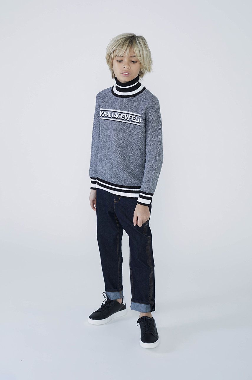 Karl Lagerfeld pulover de bumbac pentru copii culoarea negru