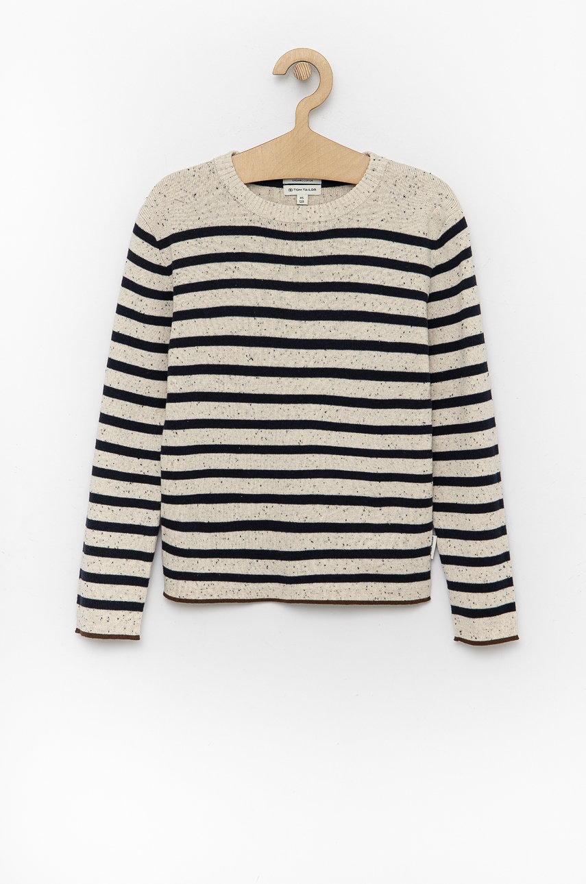 Tom Tailor pulover de bumbac pentru copii culoarea bej, light
