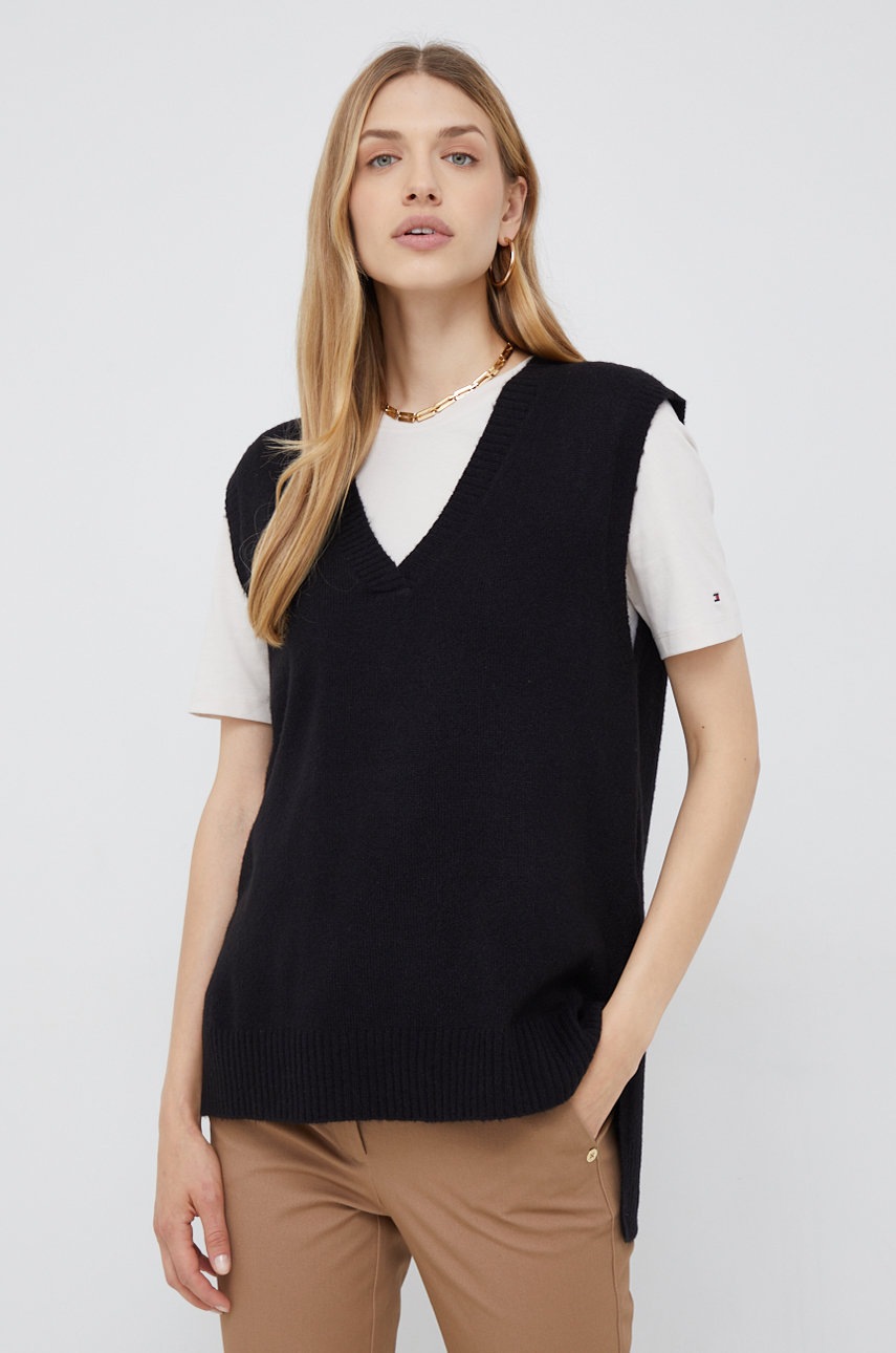 Vero moda vesta din amestec de lana femei, culoarea negru,