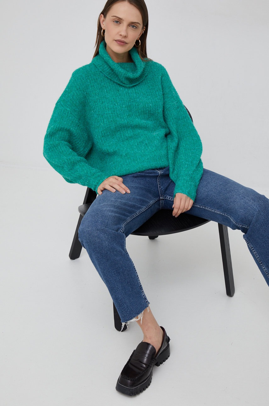 

Пуловер Vero Moda дамски в зелено с поло, Зелен