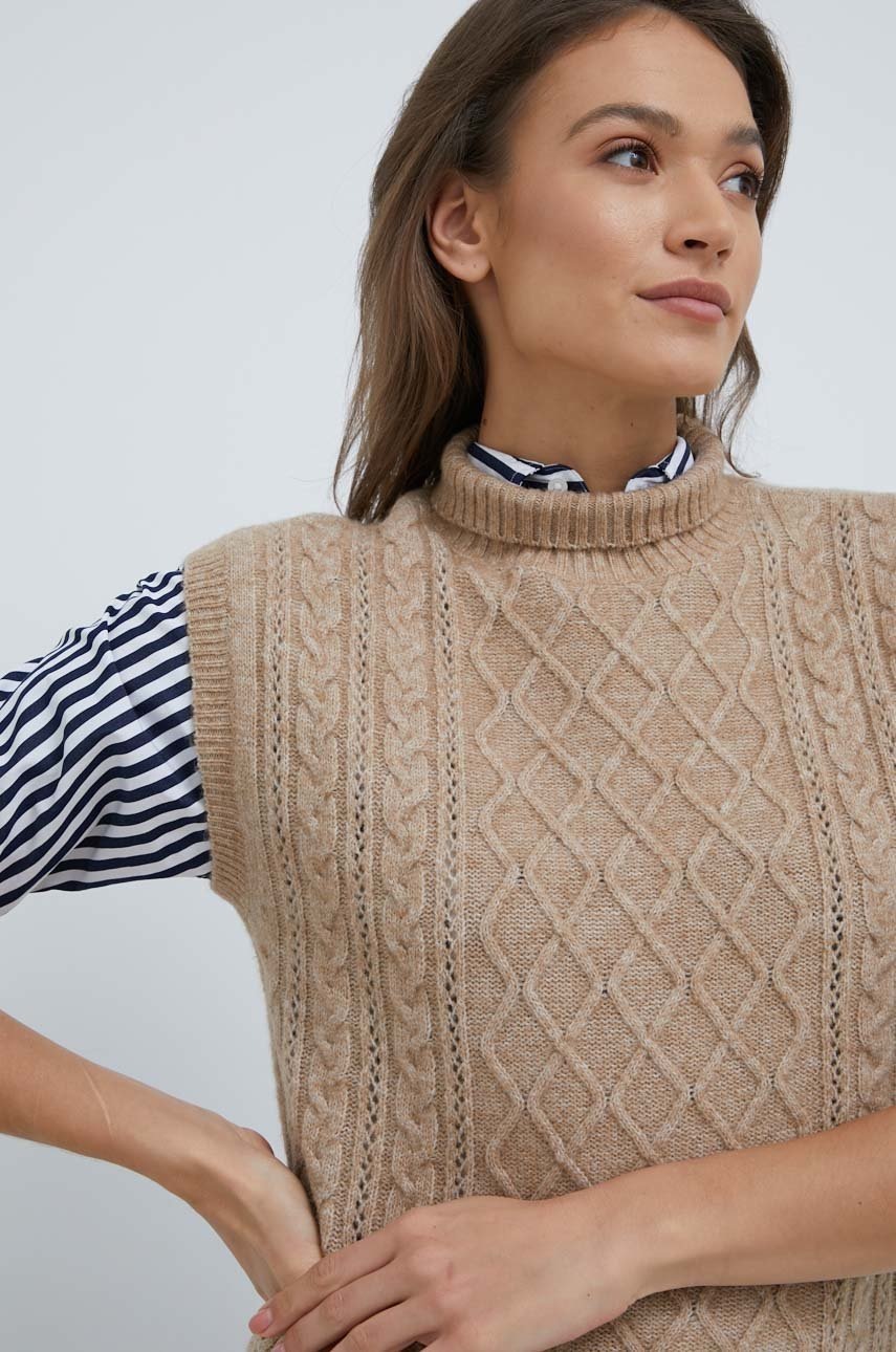 

Елек Vero Moda дамски в бежово с ниско поло, Бежов