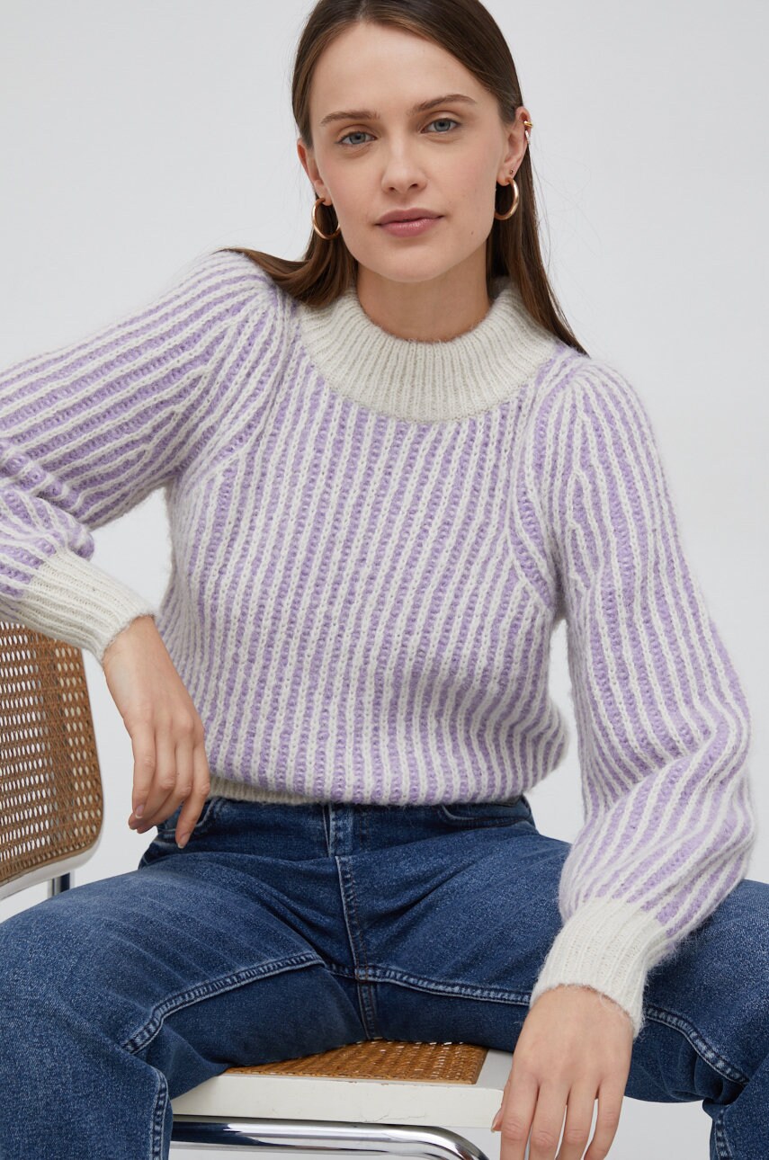 Vero moda pulover femei, culoarea bej, cu turtleneck