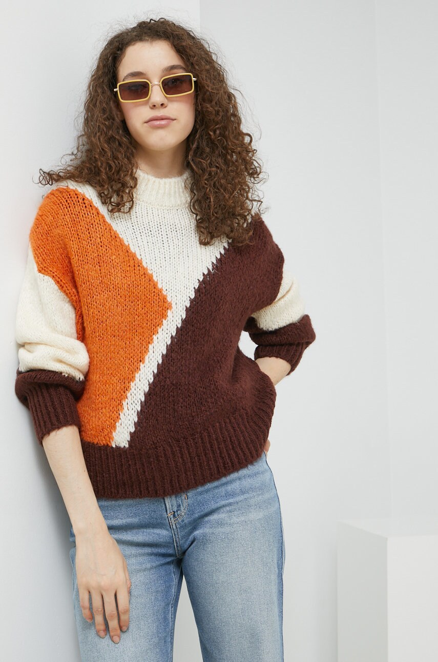 Jdy pulover femei, culoarea bej, călduros, cu turtleneck