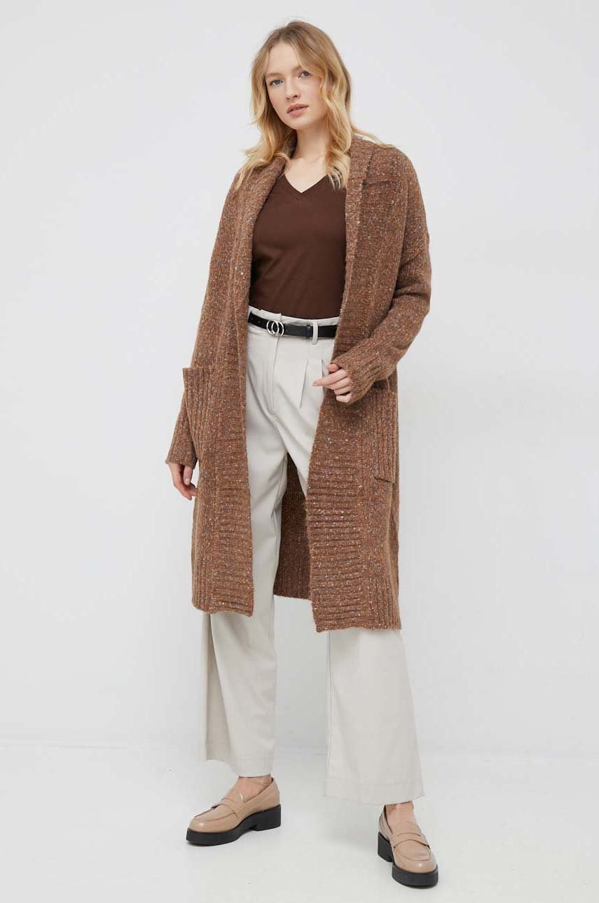 Кардиган с примесью шерсти Vero Moda женский цвет коричневый