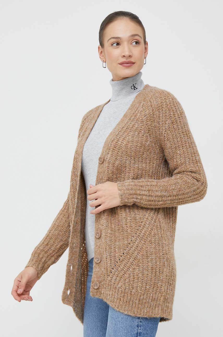

кардиган с примесью шерсти Vero Moda женский цвет коричневый
