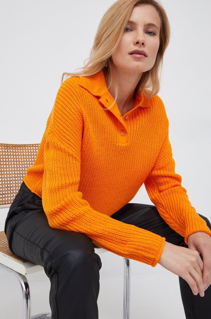 Vero moda pulover femei, culoarea portocaliu, light