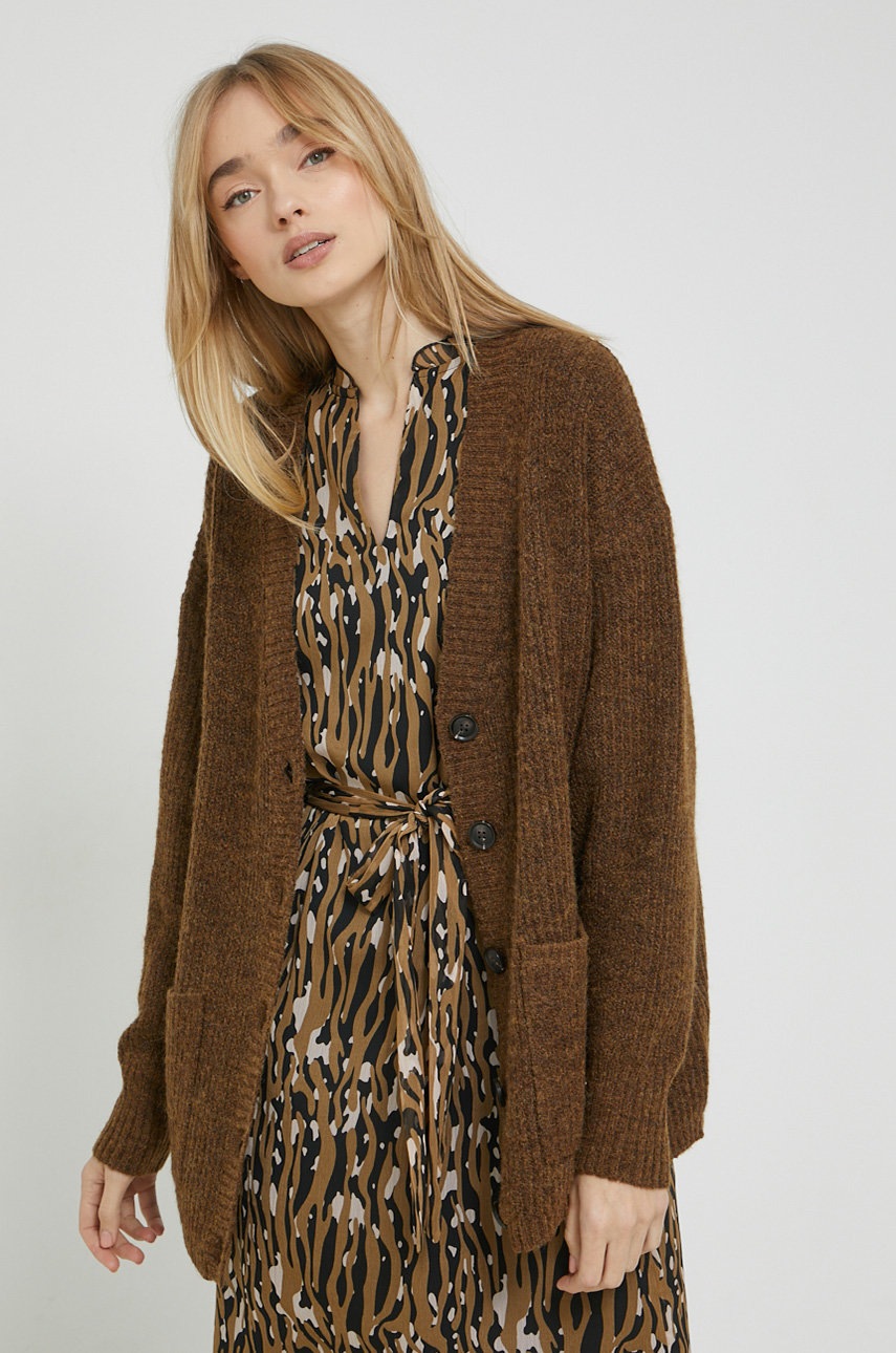 

Жилетка с вълна Vila в кафяво, Кафяв