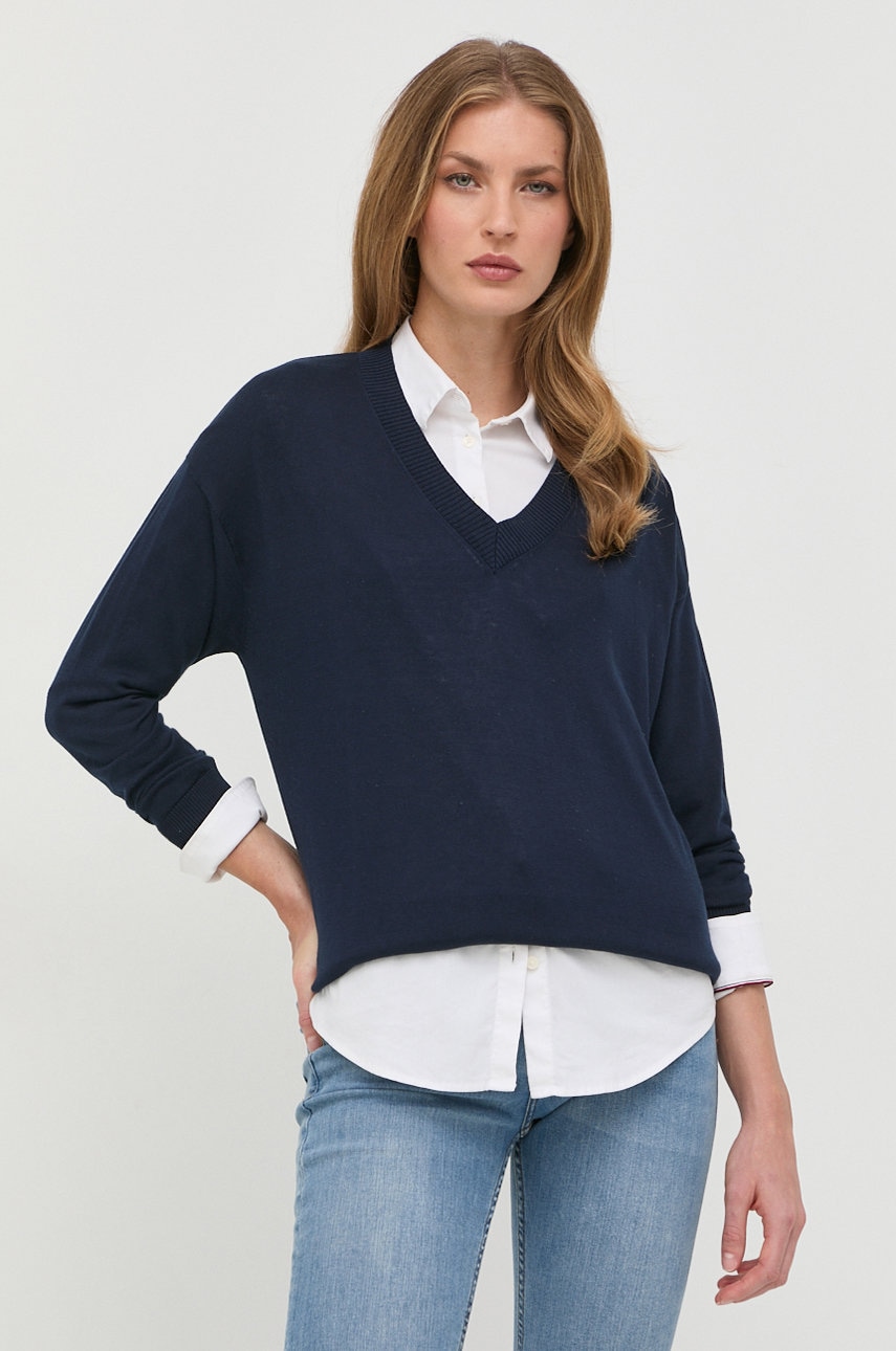 Weekend max mara pulover de mătase femei, culoarea albastru marin, light