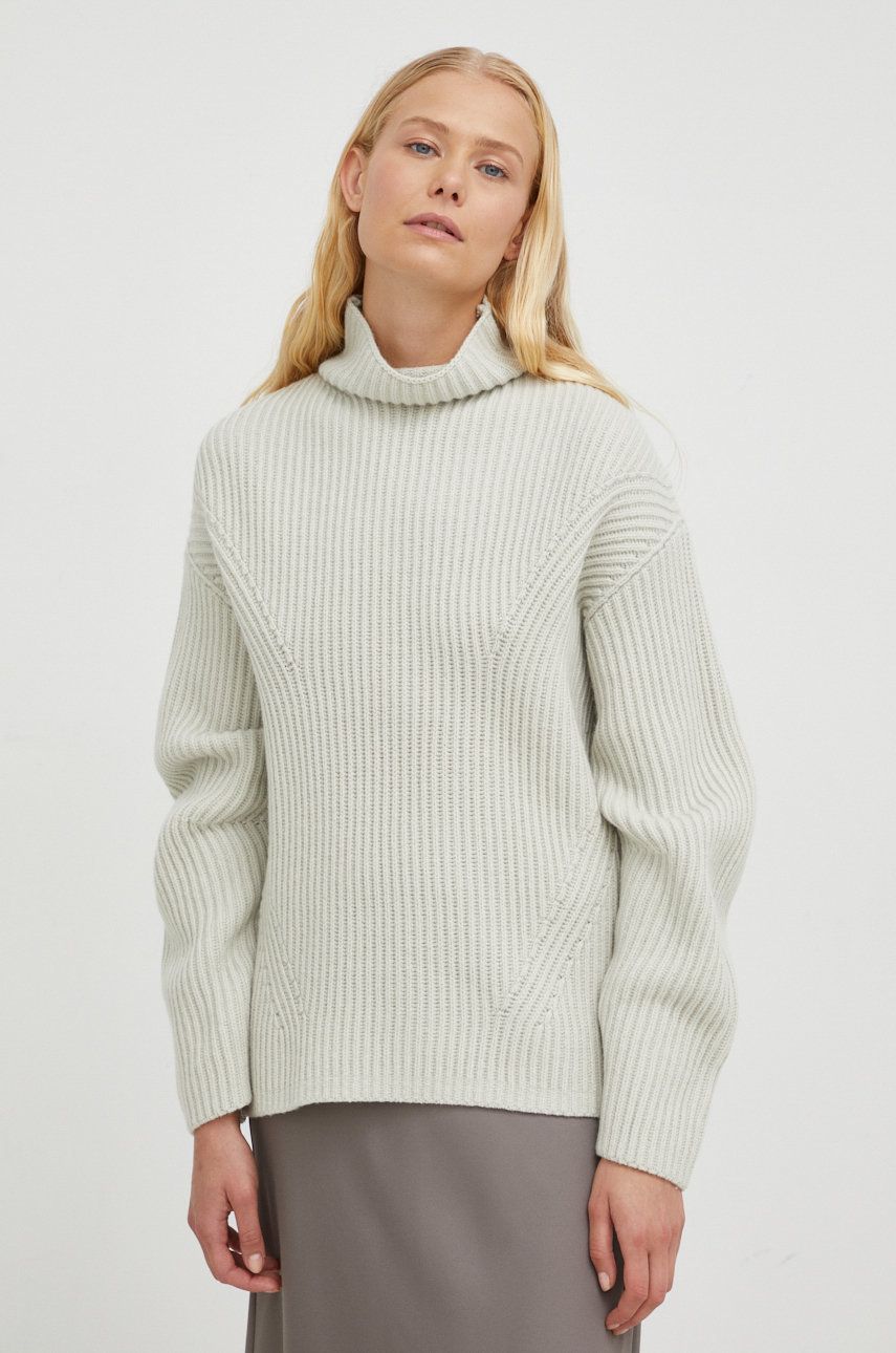Tiger Of Sweden pulover de lana femei, culoarea gri, călduros, cu guler answear.ro imagine promotii 2022