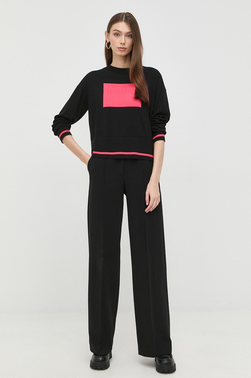 

Пуловер Armani Exchange дамски в черно от лека материя, Черен