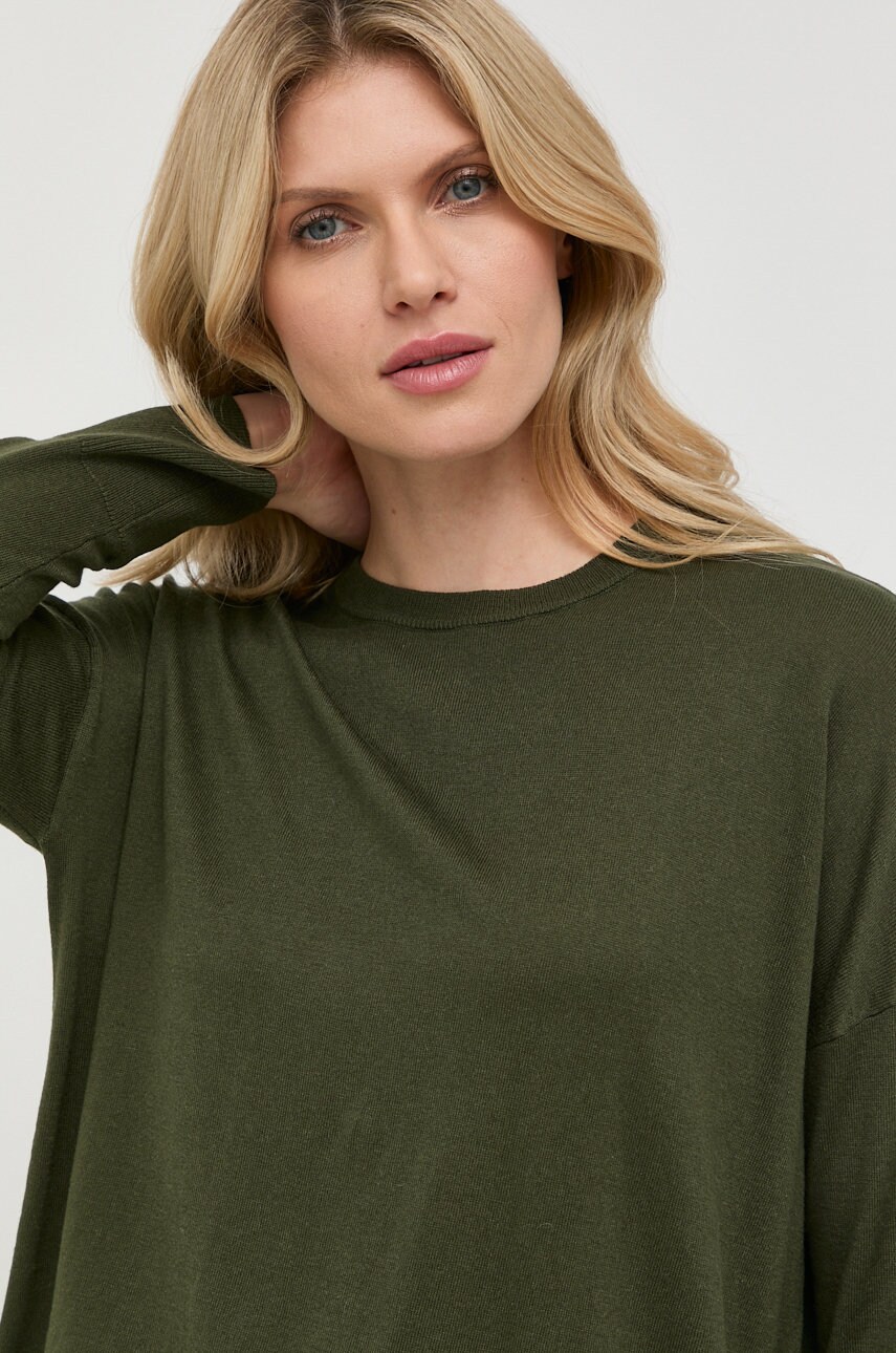 Max mara leisure pulover de mătase femei, culoarea verde, light