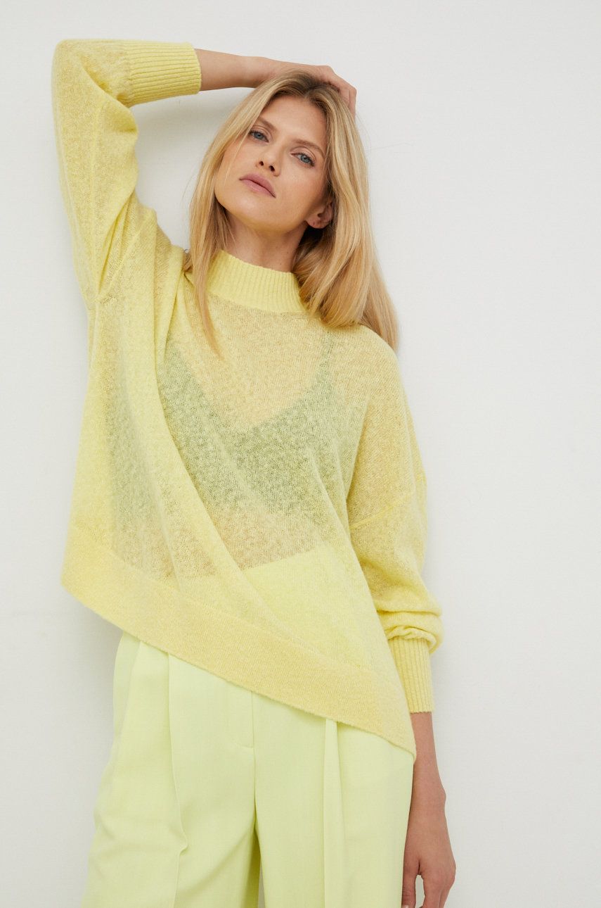 BOSS pulover din amestec de lana femei, culoarea galben, light answear.ro imagine noua 2022