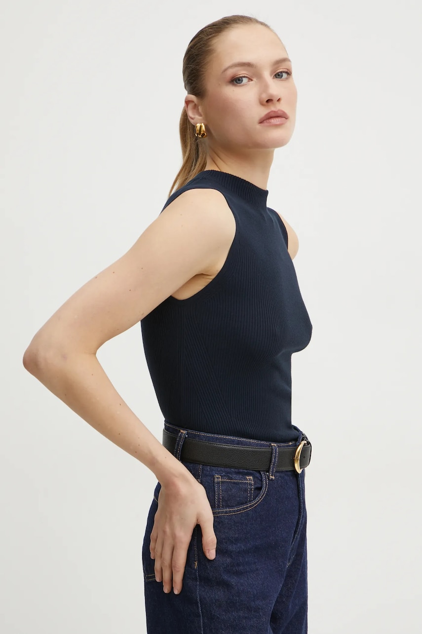 BOSS vestă culoarea bleumarin, cu turtleneck, 50473237 - 0 | YEO