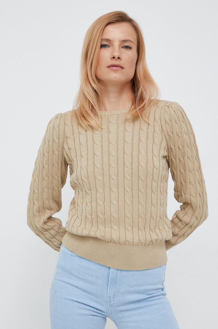 Lauren Ralph Lauren sweter bawełniany damski kolor brązowy