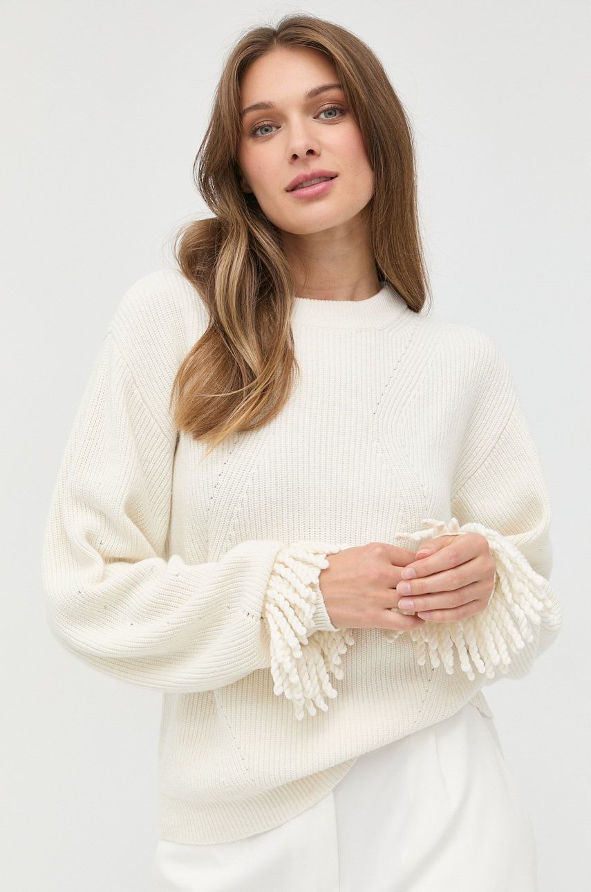 Twinset sweter z domieszką kaszmiru damski kolor beżowy