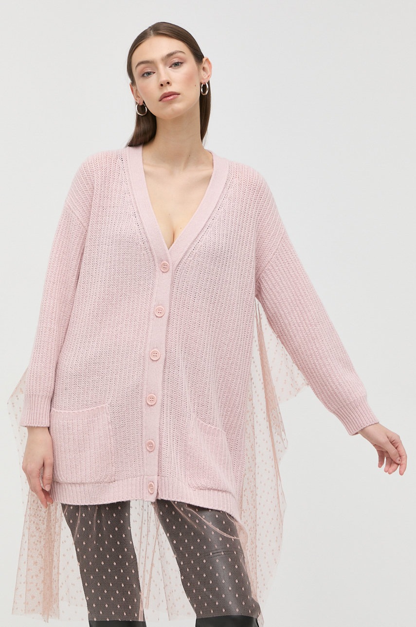 

Кардиган з домішкою вовни Red Valentino жіночий колір рожевий