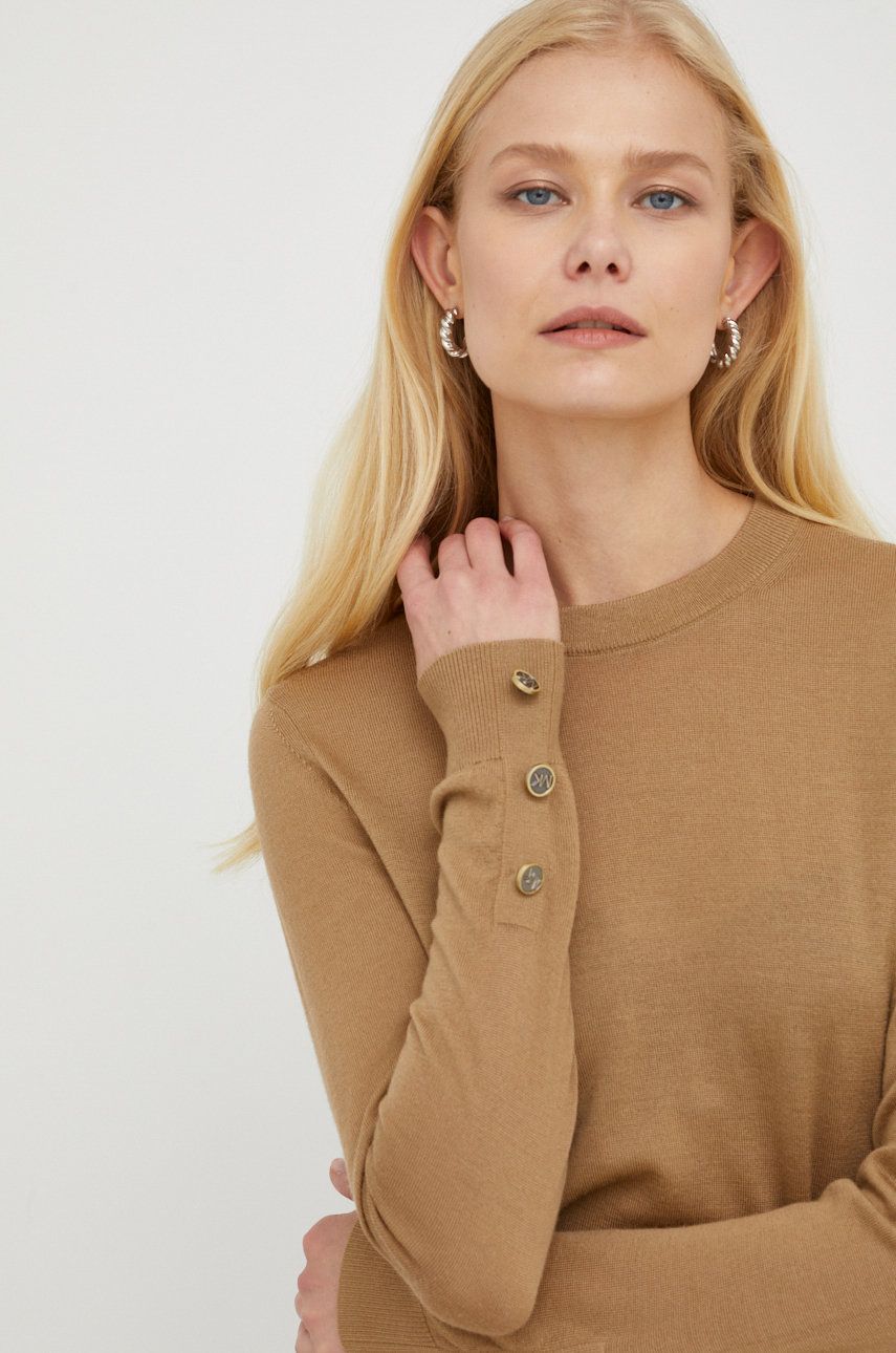MICHAEL Michael Kors sweter wełniany damski kolor brązowy lekki