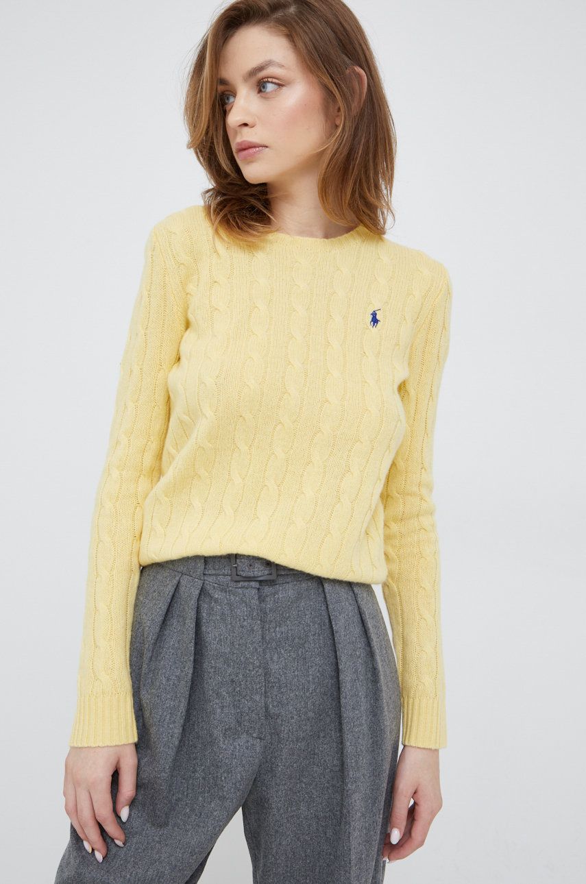 Polo Ralph Lauren sweter wełniany damski kolor żółty lekki